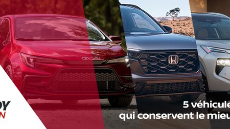 5 véhicules usagés qui conservent le mieux leur valeur à Ste-Foy