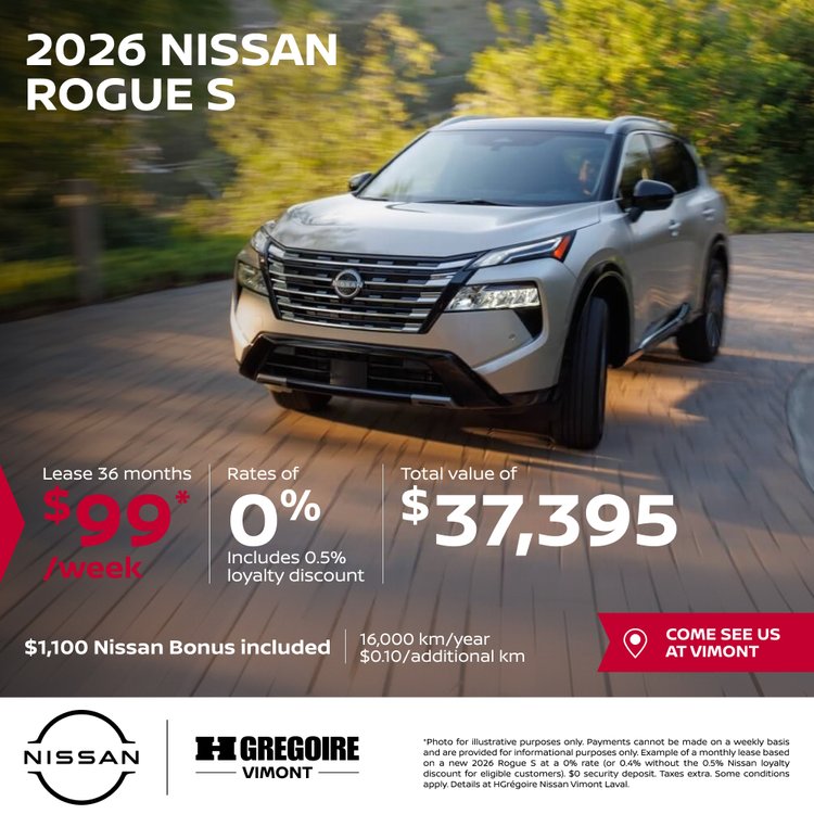 Nissan vimont promo juin Rogue S 2026 EN