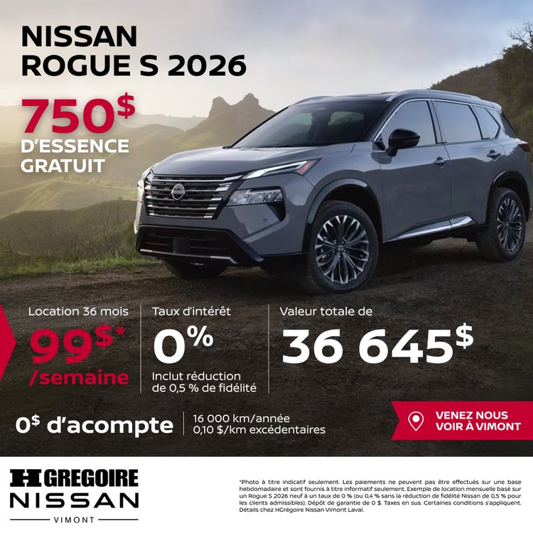 Nissan vimont promo mai Rogue S 2026 FR