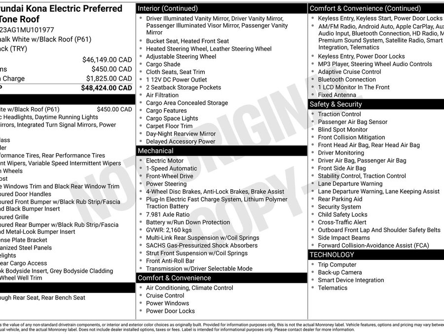 2021 Hyundai Kona Electric 2021 White
