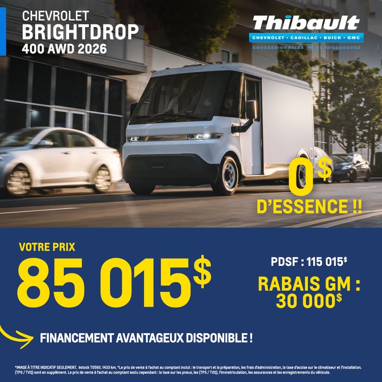 Thibault sherbrooke promo mars Chevrolet Brightdrop 400 2026 FR