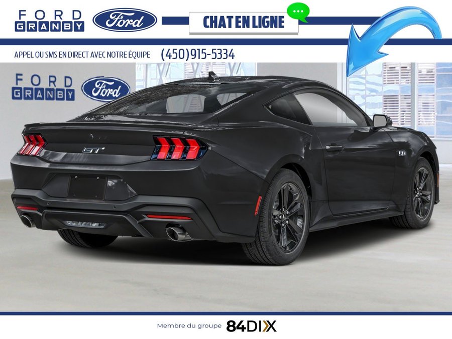 Ford Mustang GT haut niveau à toit fuyant 2025 Noir ombre