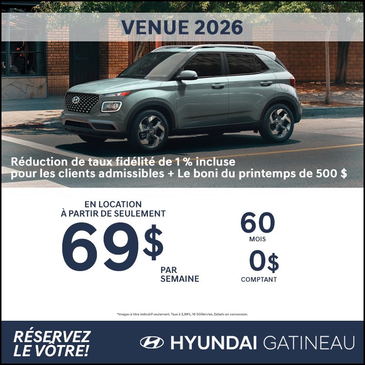 Hyundai gatineau promo VENUE 2026 mai FR