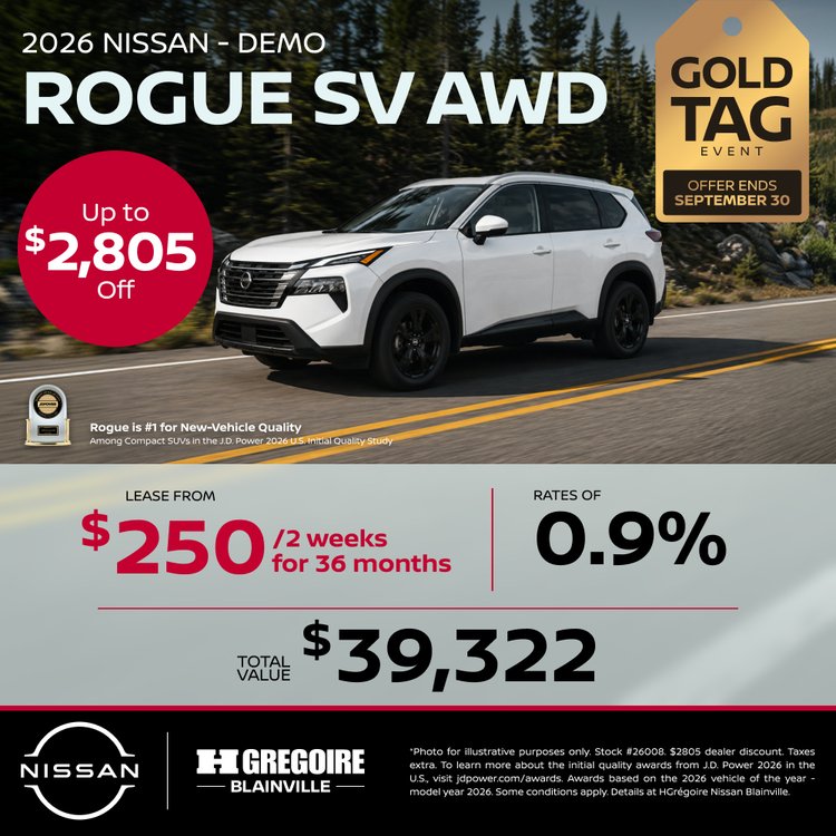 Nissan blainville promo aout ROGUE SV EN