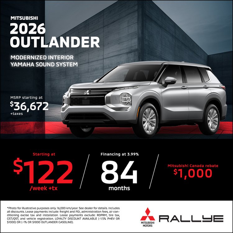 Rallye mitsubishi PROMO avril OUTLANDER 2026 EN