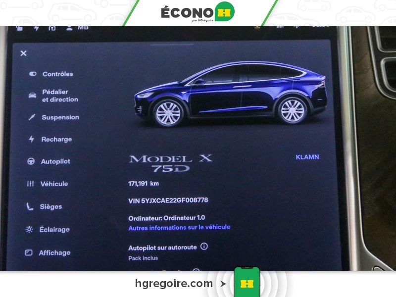 Tesla Model X 728585 | 75D CUIR TOIT NAV CAMÉRA BLUETOOTH MAGS 2016 Bleu Laval - photo #18