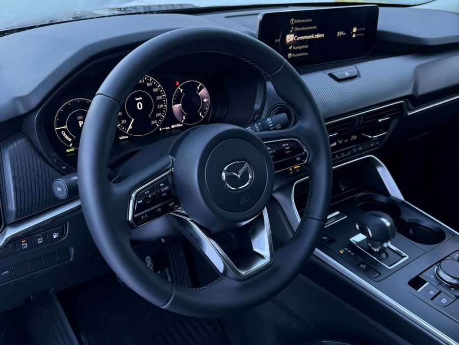 Mazda CX-90 hybride rechargeable GS-L, Mode hybride, awd, toit ouvrant panoramique, cuir 2025 Bleu cristal foncé mica