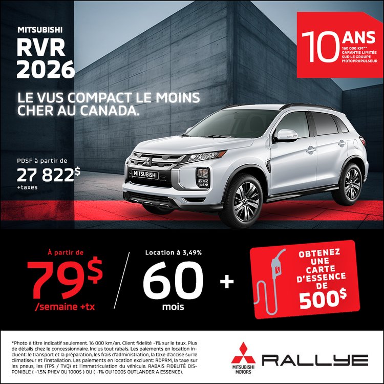 Rallye mitsubishi PROMO Mai RVR 2026 FR 1