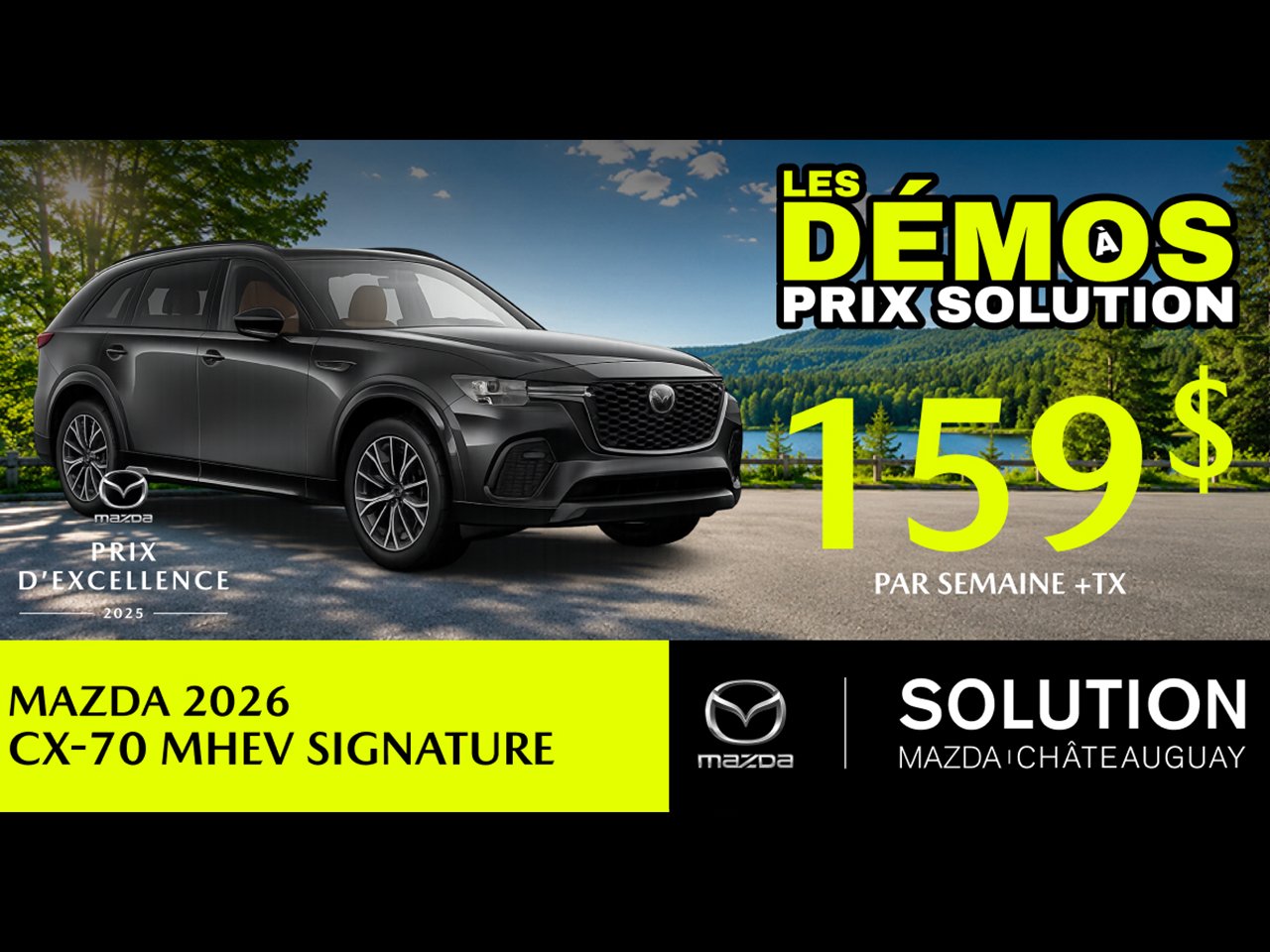 MAZDA CX-70 hybride léger Signature TI 2026 Noir de jais mica Châteauguay - photo #0