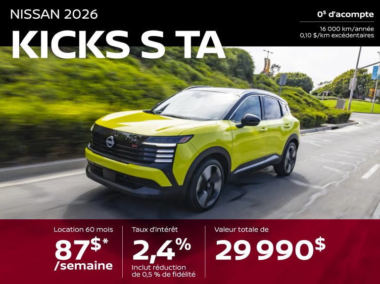 Nissan st eustache Accueil mai KICKS S TA
