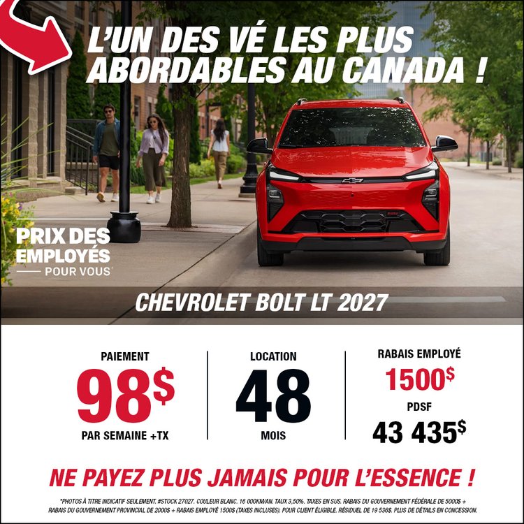 Gatineau GM promo BOLT LT 2027 juillet FR