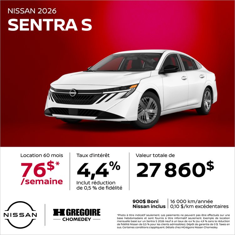 Nissan chomedey promo juin Sentra S FR