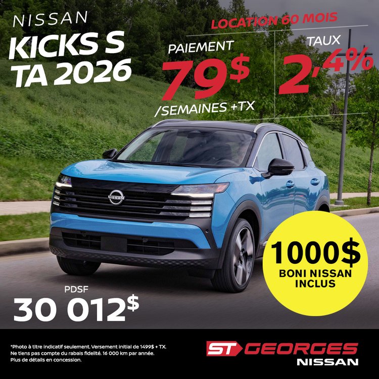 St geroges nissan promo aout Kicks 2026