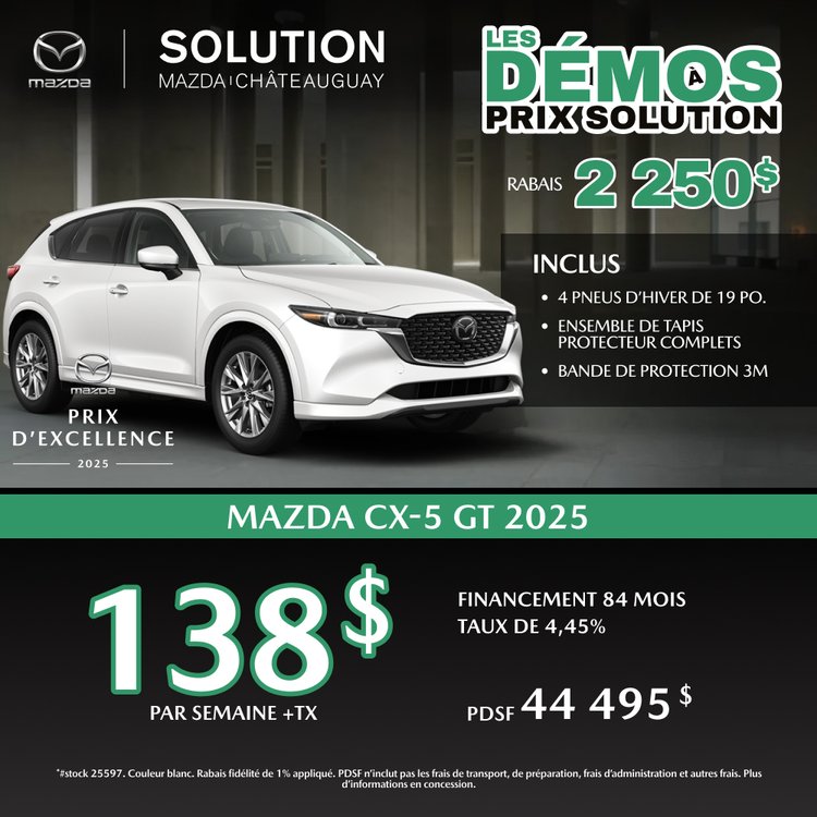 Solution mazda promo avril CX 5 GT 2025 FR