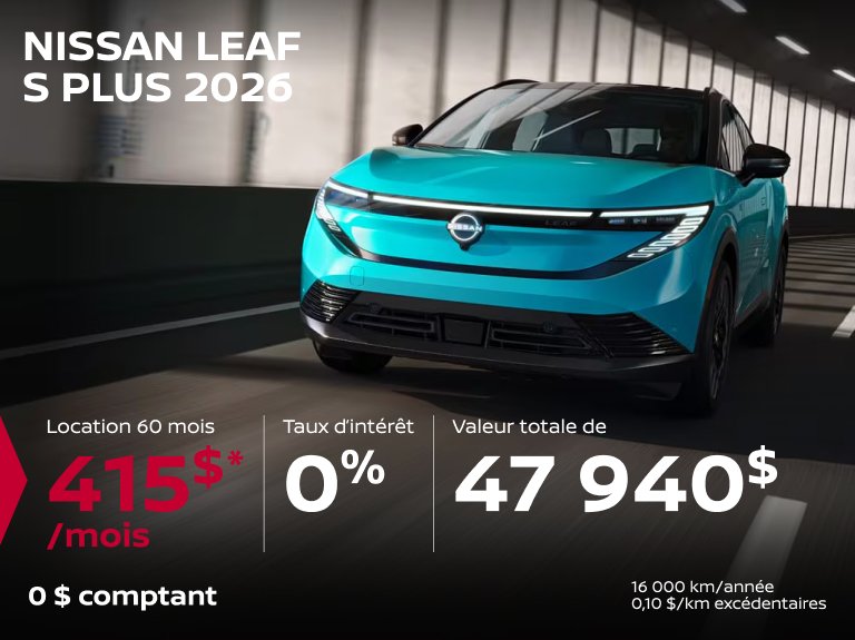 Nissan vimont Accueil juillet Leaf S PLUS 2026