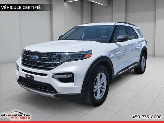 Ford Explorer XLT, AWD-TURBO-CUIR-SIÈGES ET VOLANT CHAUFFANTS-CARPLAY 2022 Blanc