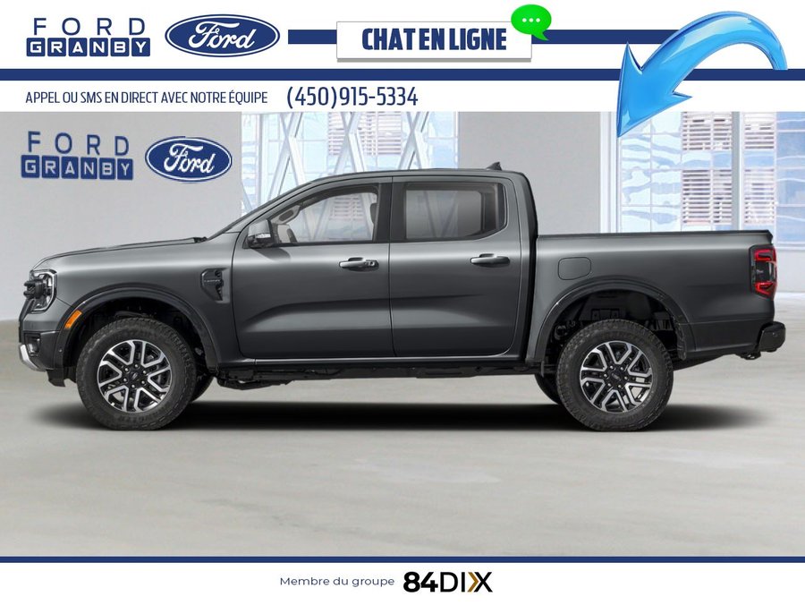 Ford Ranger LARIAT cabine SuperCrew 4RM caisse de 5 pi 2026 Gris carbonisé métallisé