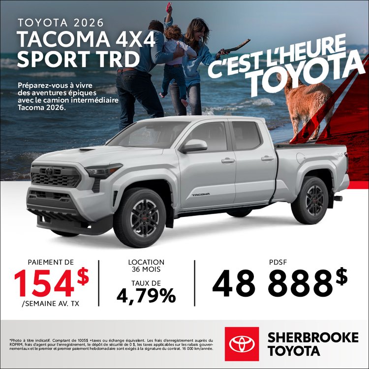 Sherbrooke toyota promo TOYOTA TACOMA TRD SPORT 2026 juillet FR