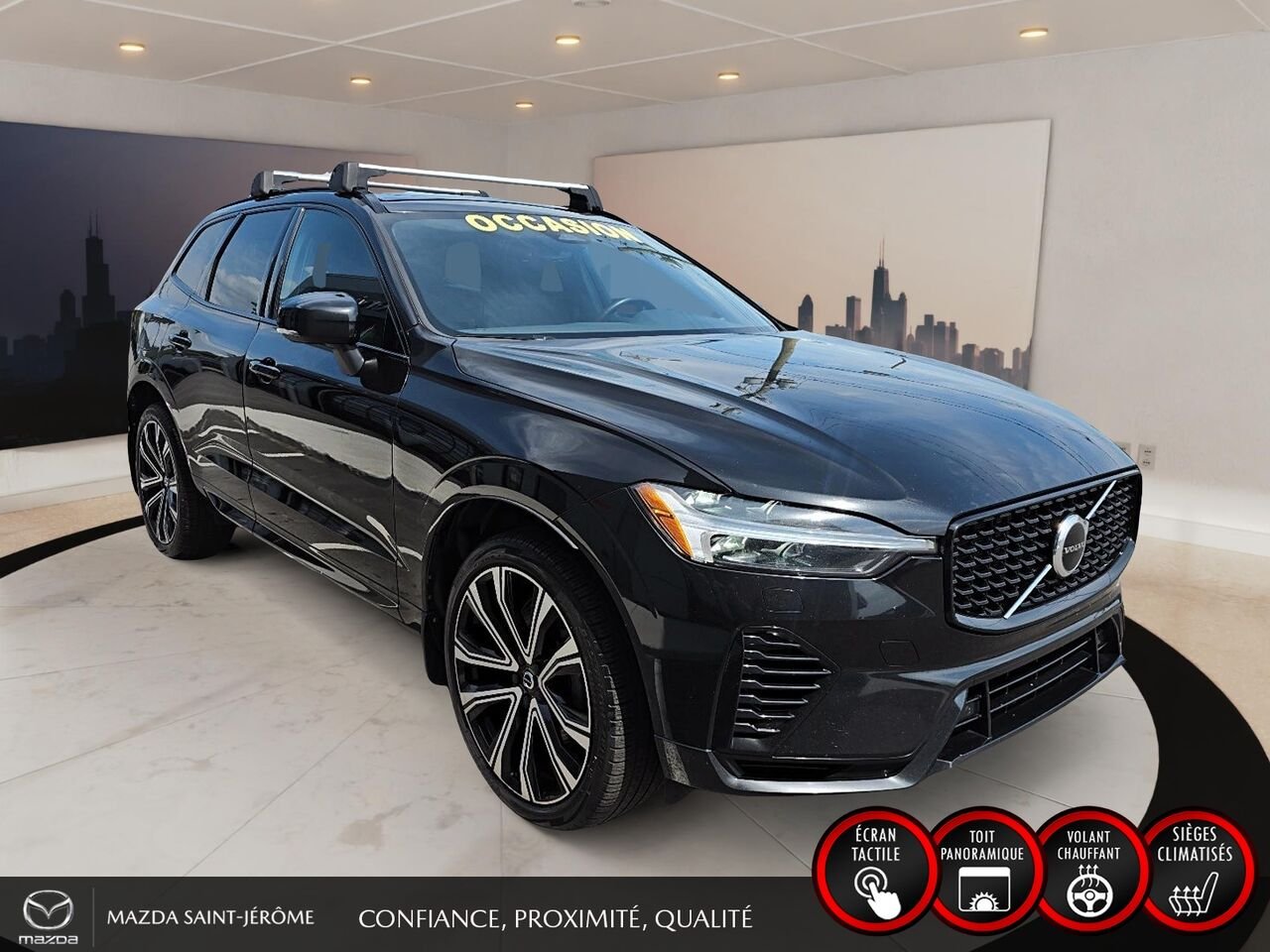 2022 Volvo XC60 Recharge T8 R-Design hybride rechargeable | POLESTAR | TOIT PANORAMIQUE | AWD | CUIR | Black Saint-Jérôme - photo #3