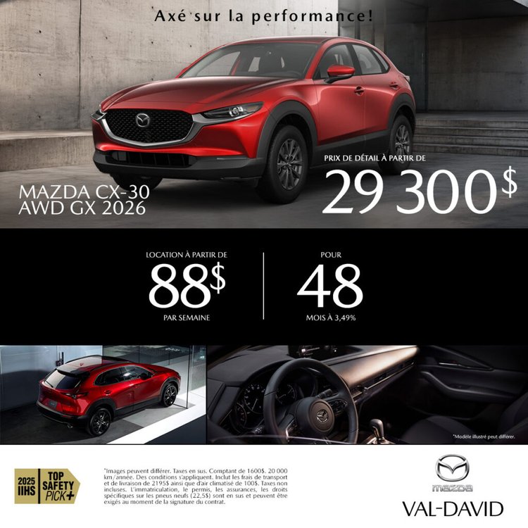 Mazda val david promo juillet CX 30 2026 1024x1024