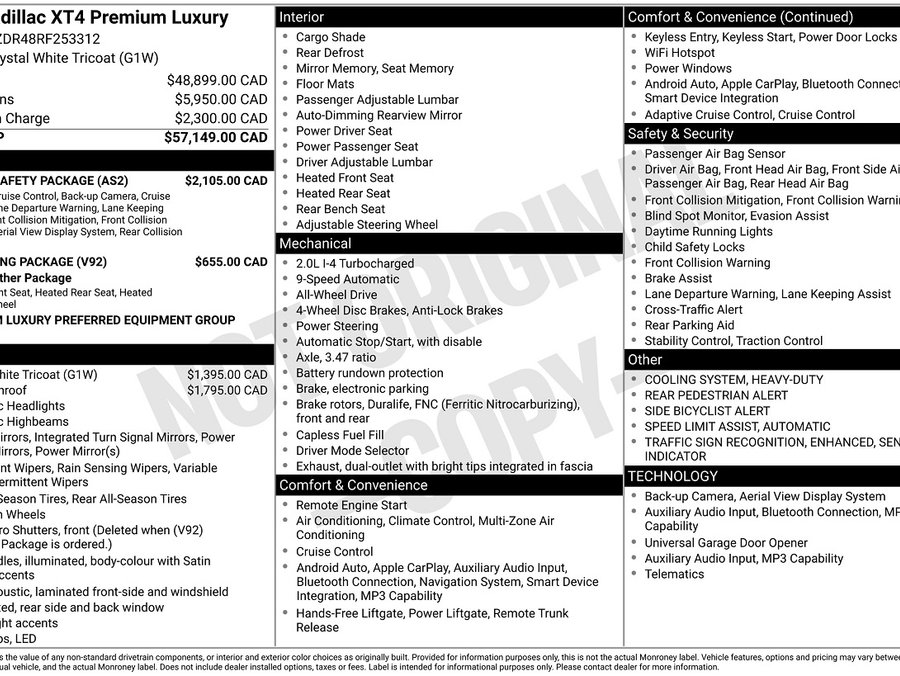 2024 Cadillac XT4 2024 White