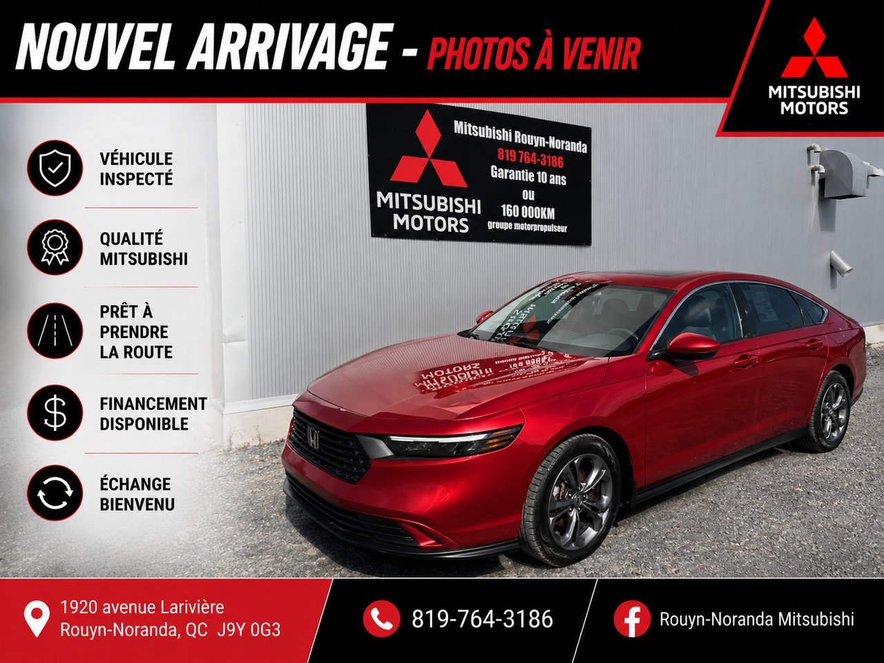 Honda Berline Accord EX CVT 2023 Rouge Rouyn-Noranda - photo #0