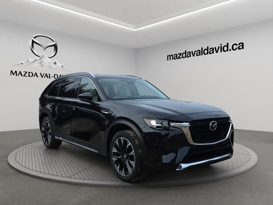 2025 Mazda CX-90 PHEV GT, PHEV Tout équipé, Toit pano, cuir, sièges ventilé Jet Black Mica