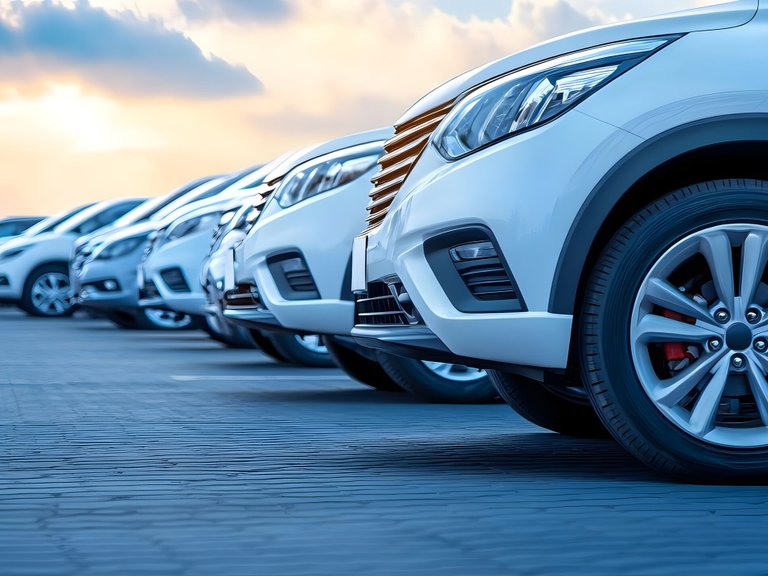 Diverse lineup of luxury sedans suvs and other automobiles 54880216