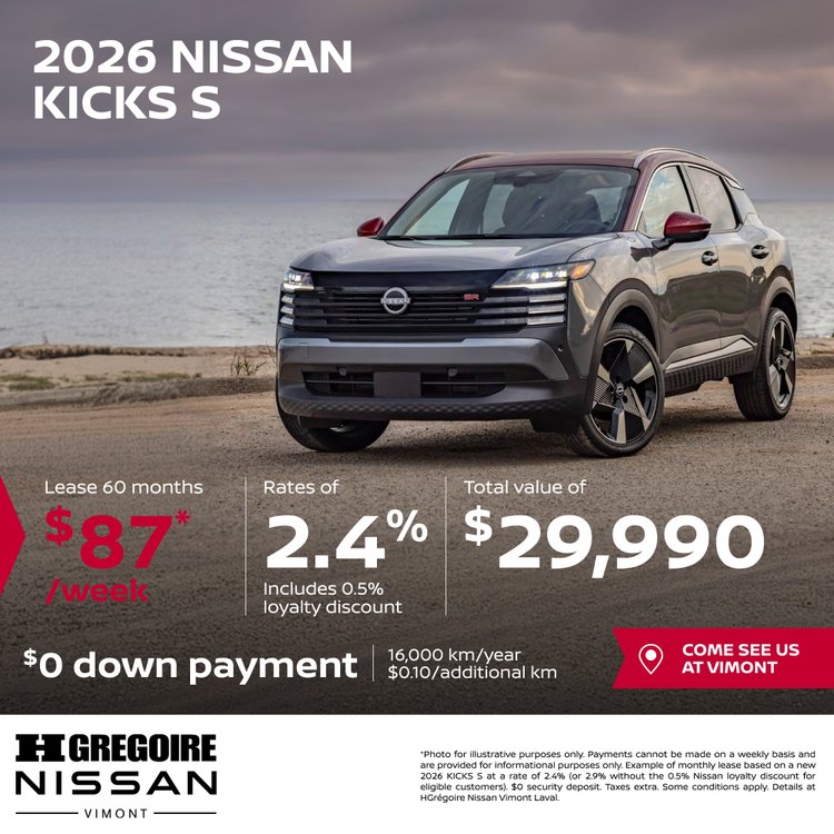 Nissan vimont promo mai Kicks S 2026 EN