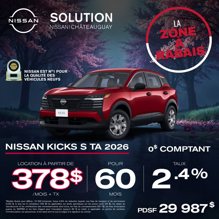 Solution nissan promo mai KICKS S TA 2026 FR