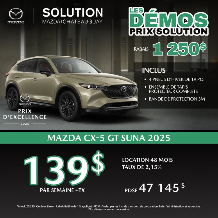 Solution mazda promo mars CX 5 GT SUNA 2025 FR