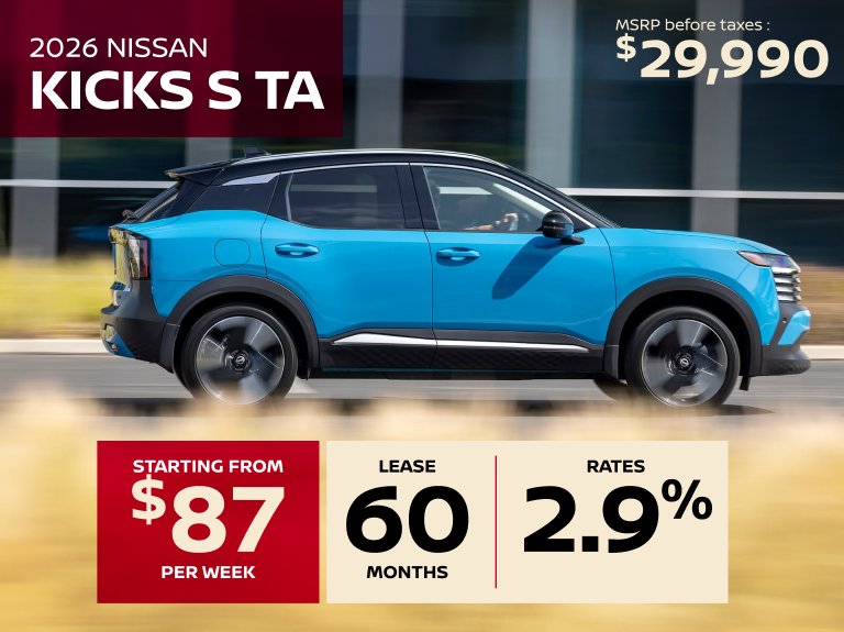 Nissan vimont Accueil avril KICKS S TA 2026