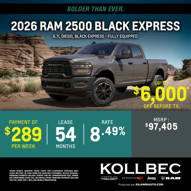 Kollbec promo mai RAM 2500 BLACK EXPRESS 2026 EN