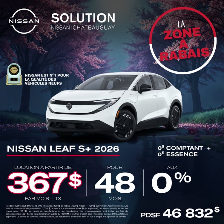 Solution nissan promo avril leaf S Plus 2026 FR