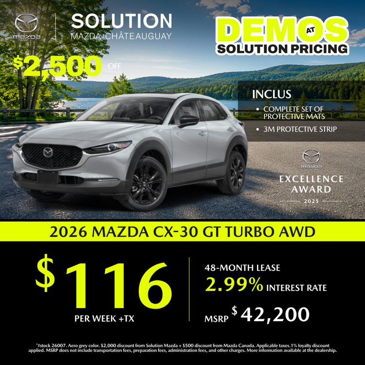 Solution mazda promo mai CX 30 GT Turbo 2026 EN