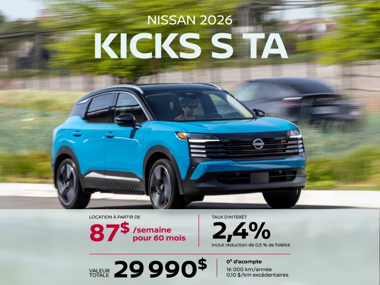Nissan blainville Accueil mai KICKS S TA