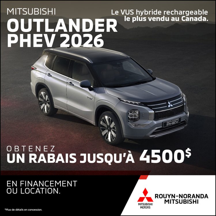 Rouyn noranda mitsubishi promo OUTLANDER PHEV 2026 mai FR 1 1024x1024