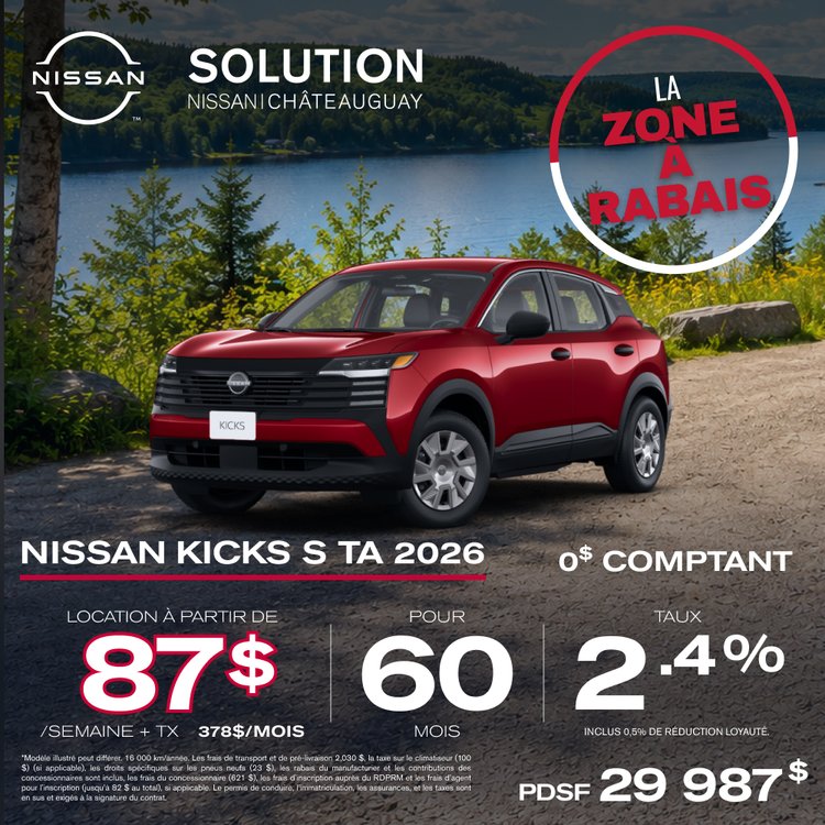 Solution nissan promo JUIN KICKS S TA 2026 FR