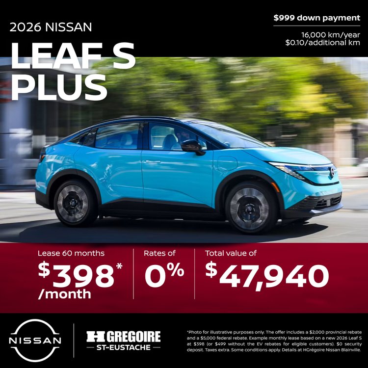 Nissan st eustache promo juillet LEAF S PLUS EN 1