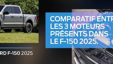 Ford F-150 2025 : comparaison des moteurs 2.7L EcoBoost, 3.5L EcoBoost, V8 5.0L et PowerBoost hybride