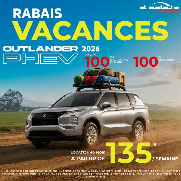 Mitsubishi Outlander PHEV 2026 en promotion chez St-Eustache Mitsubishi au Québec
