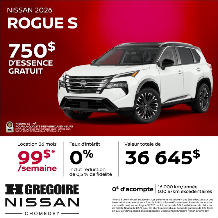 Nissan chomedey promo mai Rogue S FR