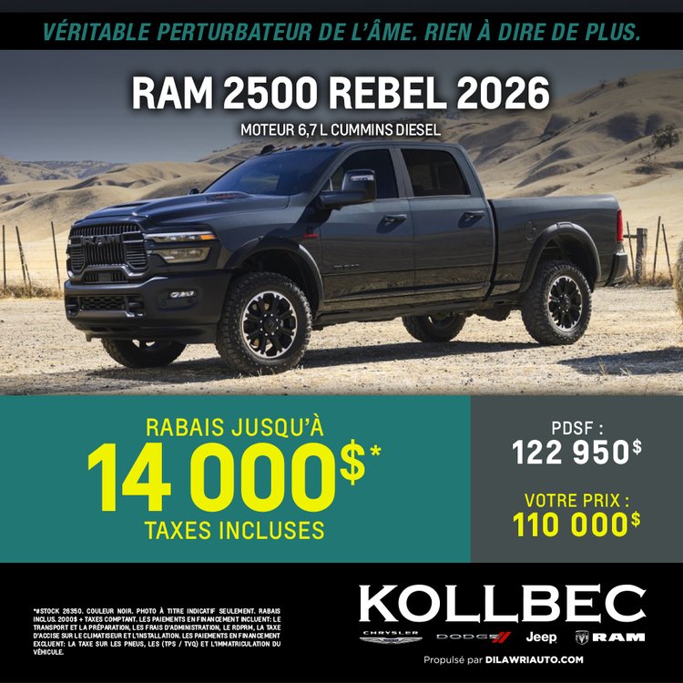 Kollbec promo mars RAM 2500 REBEL 2026 FR 1