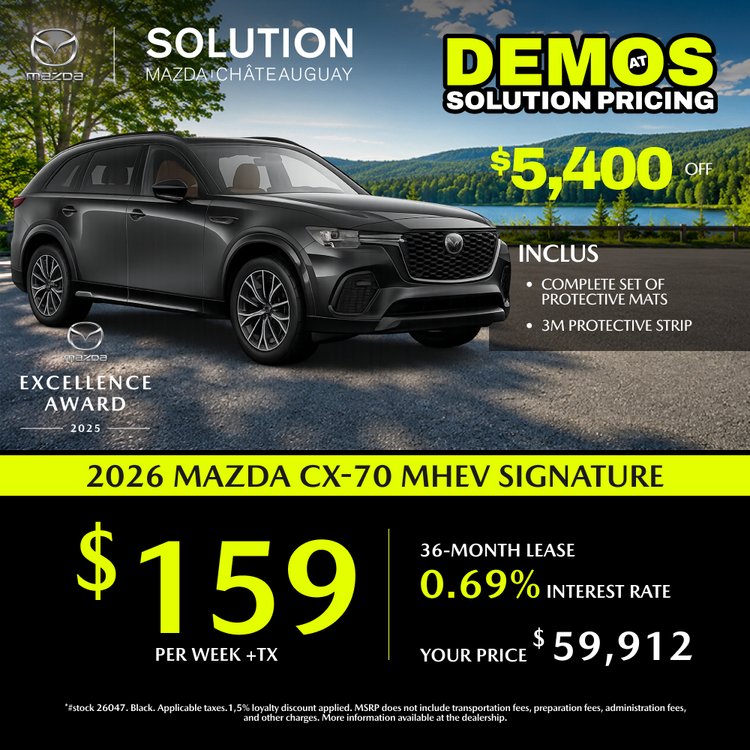 Solution mazda promo aout CX 70 MHEV SIGNATURE 2026 EN