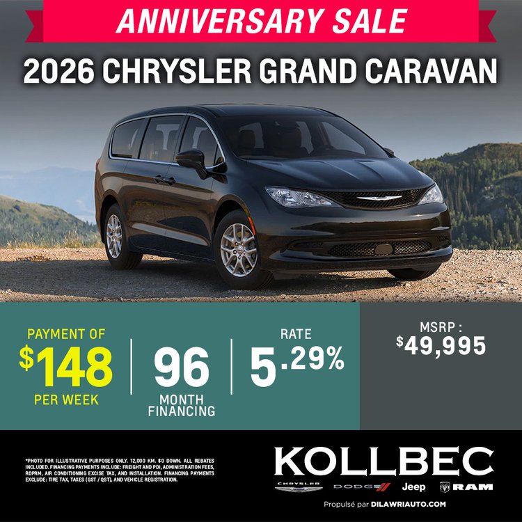 Kollbec promo juin CHRYSLER GRAND CARAVAN 2026 EN