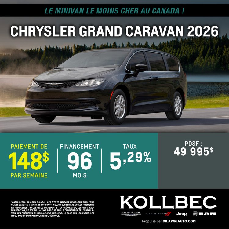 Kollbec promo mai CHRYSLER GRAND CARAVAN 2026 FR
