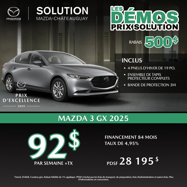 Solution mazda promo avril MAZDA 3 GX 2025 FR