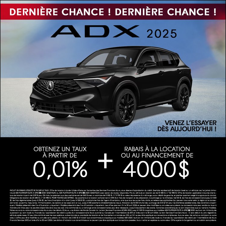 Gatineau acura promo avril ADX 2025 FR 1