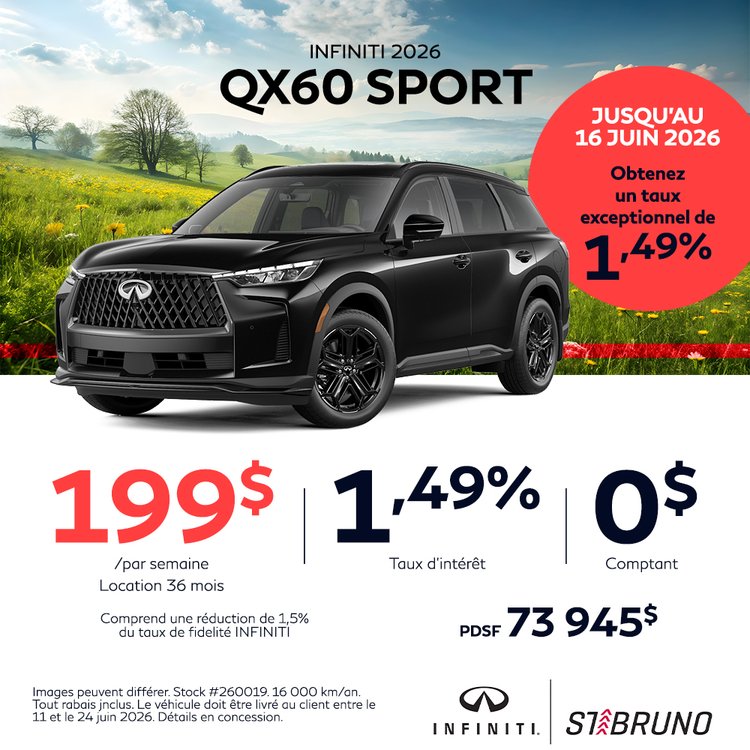 St bruno infiniti promo juin QX60 SPORT 2026 FR