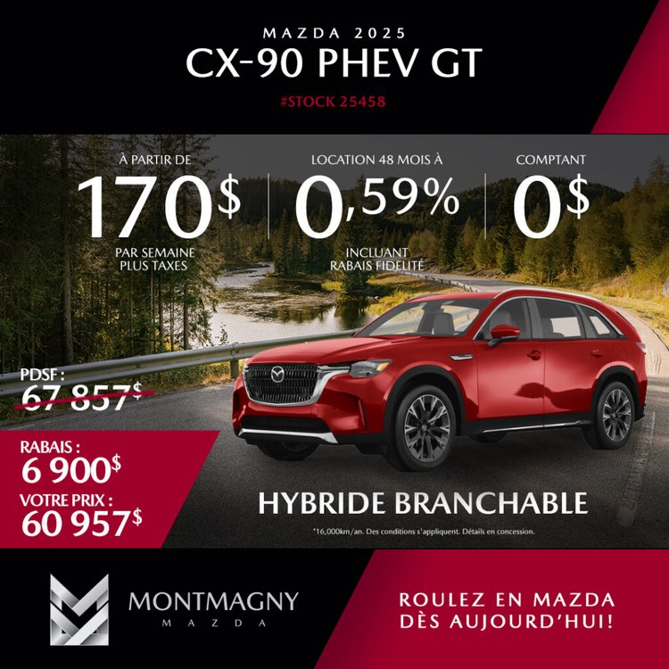 Montmagny mazda promo avril CX 90 PHEV GT 2025 FR 1024x1024